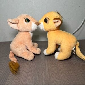 VINTAGE 1993 LION KING AUTHENTIC MATTEL PLUSH - SIMBA AND NALA 7” MAGNETIC NOSE